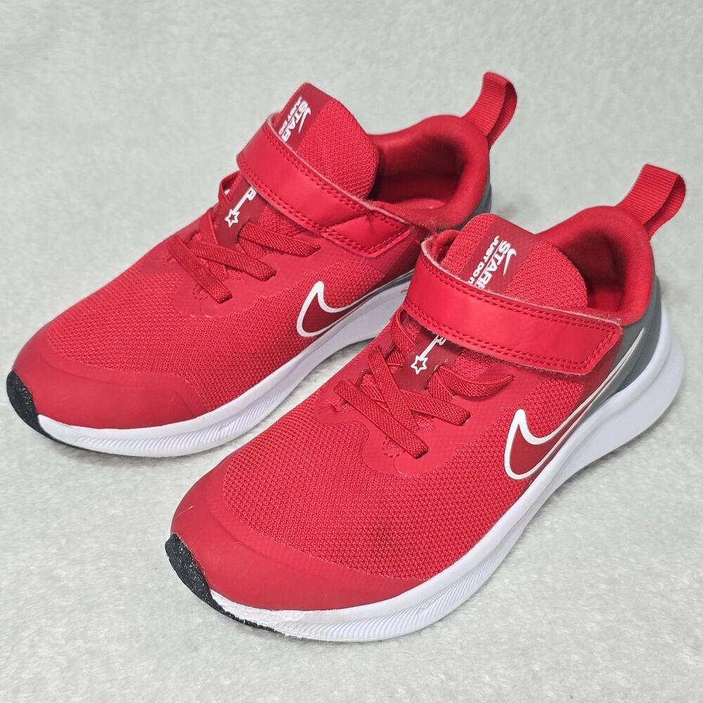 Nike Star Runner 3 PSV Youth Sz 1 Sneakers Red DA2777-607 Kids Running Shoes